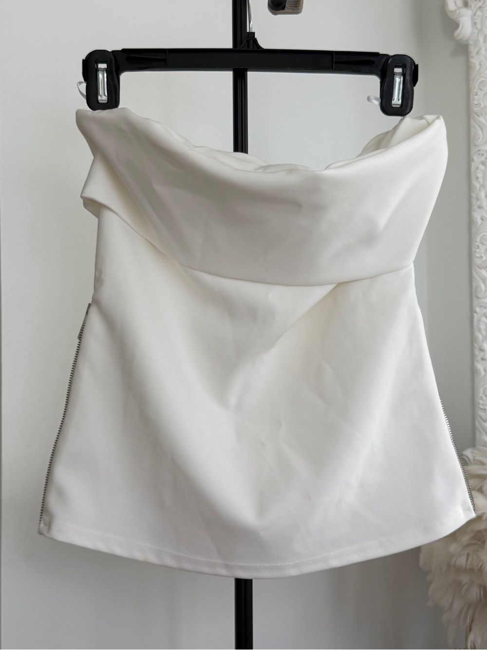 Zara Strapless Longline Top with Zip Detail